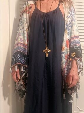 Boho Floral Tassel Kimono Poncho Festival Beach Cover Up Womens